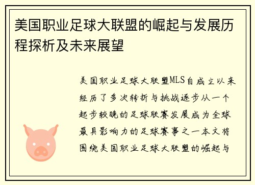 美国职业足球大联盟的崛起与发展历程探析及未来展望